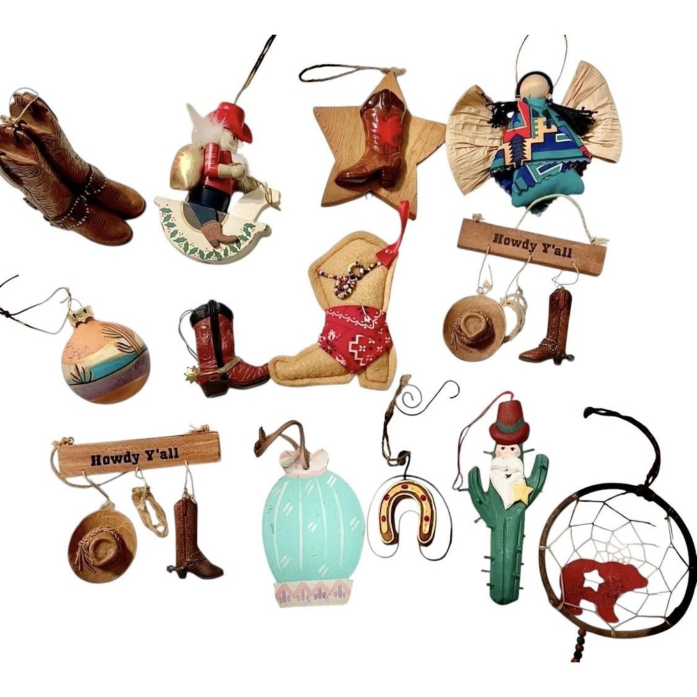 Lot of 13 Country Cowboy Western Christmas ornaments